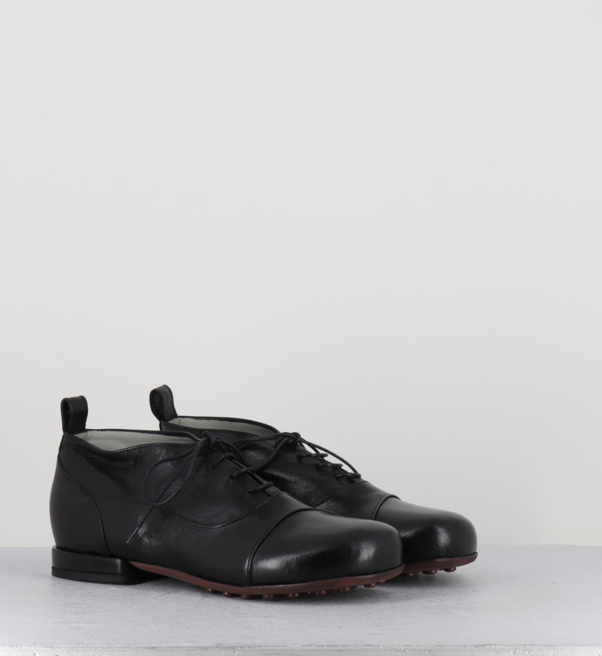 Derby à lacets en cuir noir bout rond - LUX SHOE NERO
