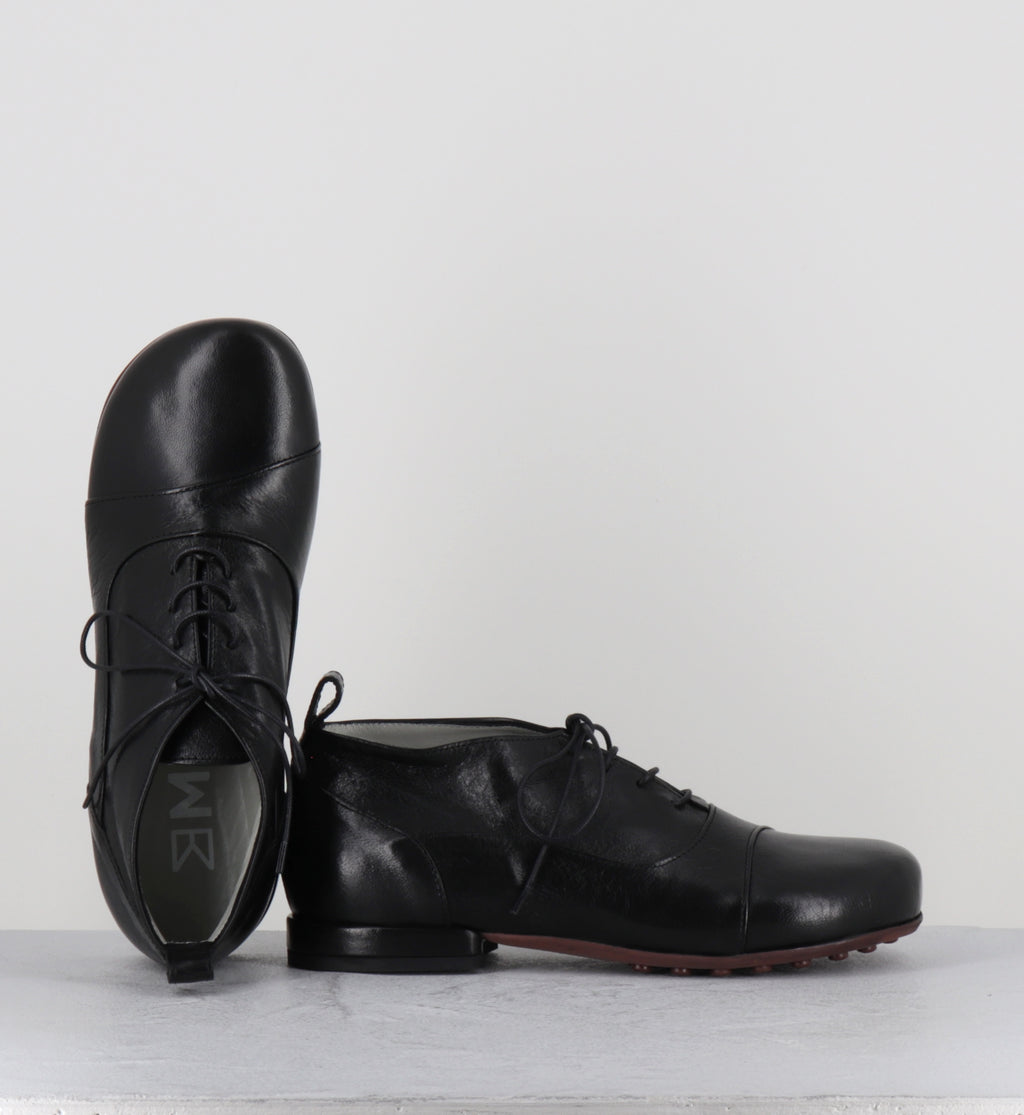 Derby à lacets en cuir noir bout rond - LUX SHOE NERO