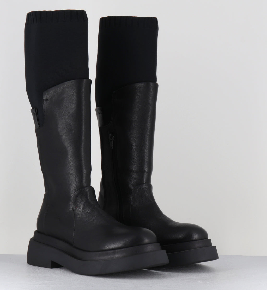 Bottes semelle épaisse en cuir noir - TORINO BOOT BLACK