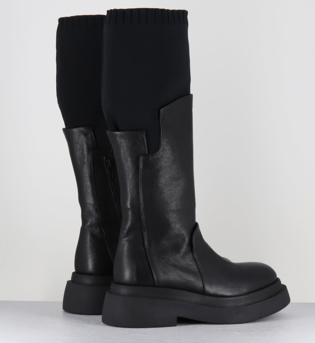 Bottes semelle épaisse en cuir noir - TORINO BOOT BLACK