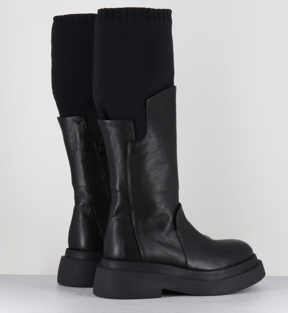 Bottes semelle épaisse en cuir noir - TORINO BOOT BLACK