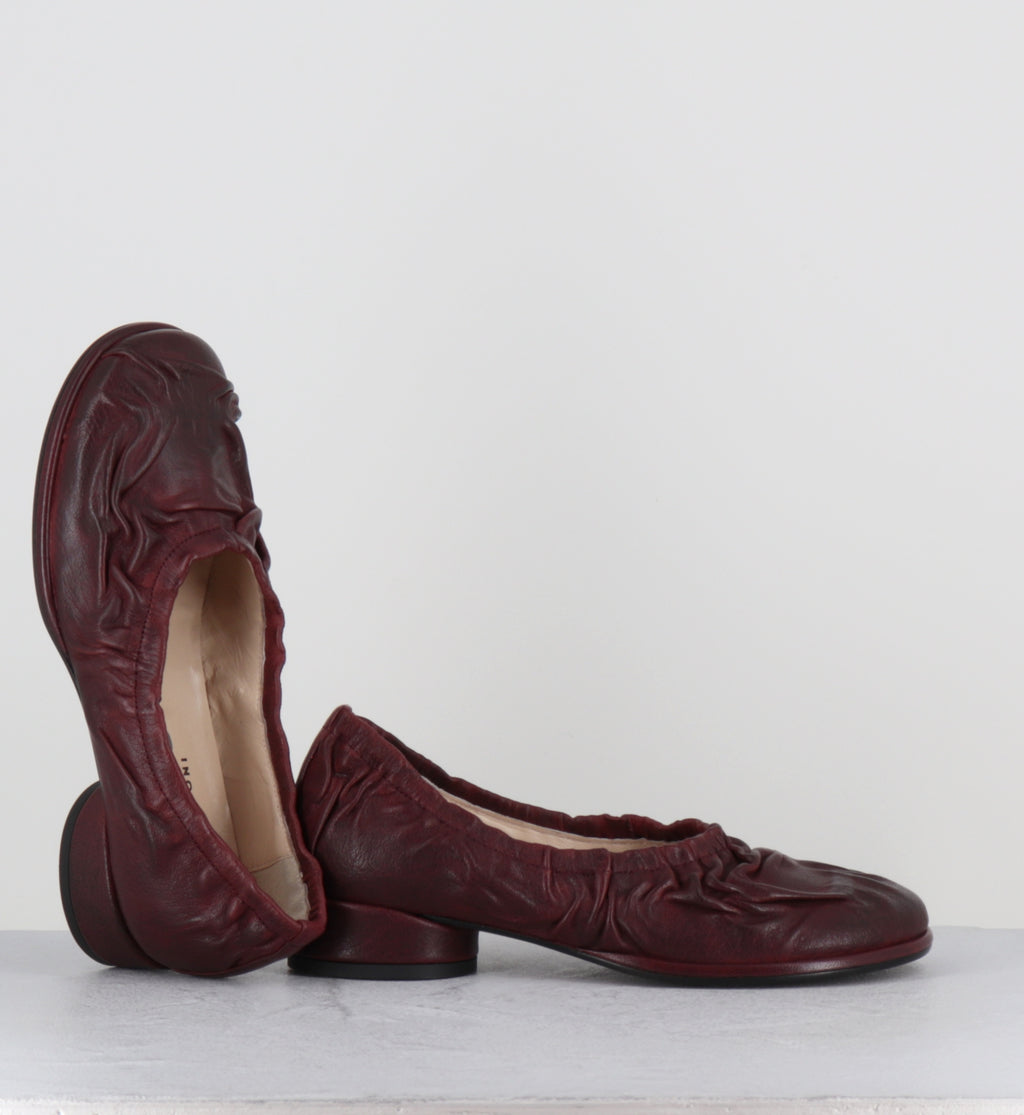 Ballerines cuir bordeaux petit talon - NIKA SHOE MELOGRANO