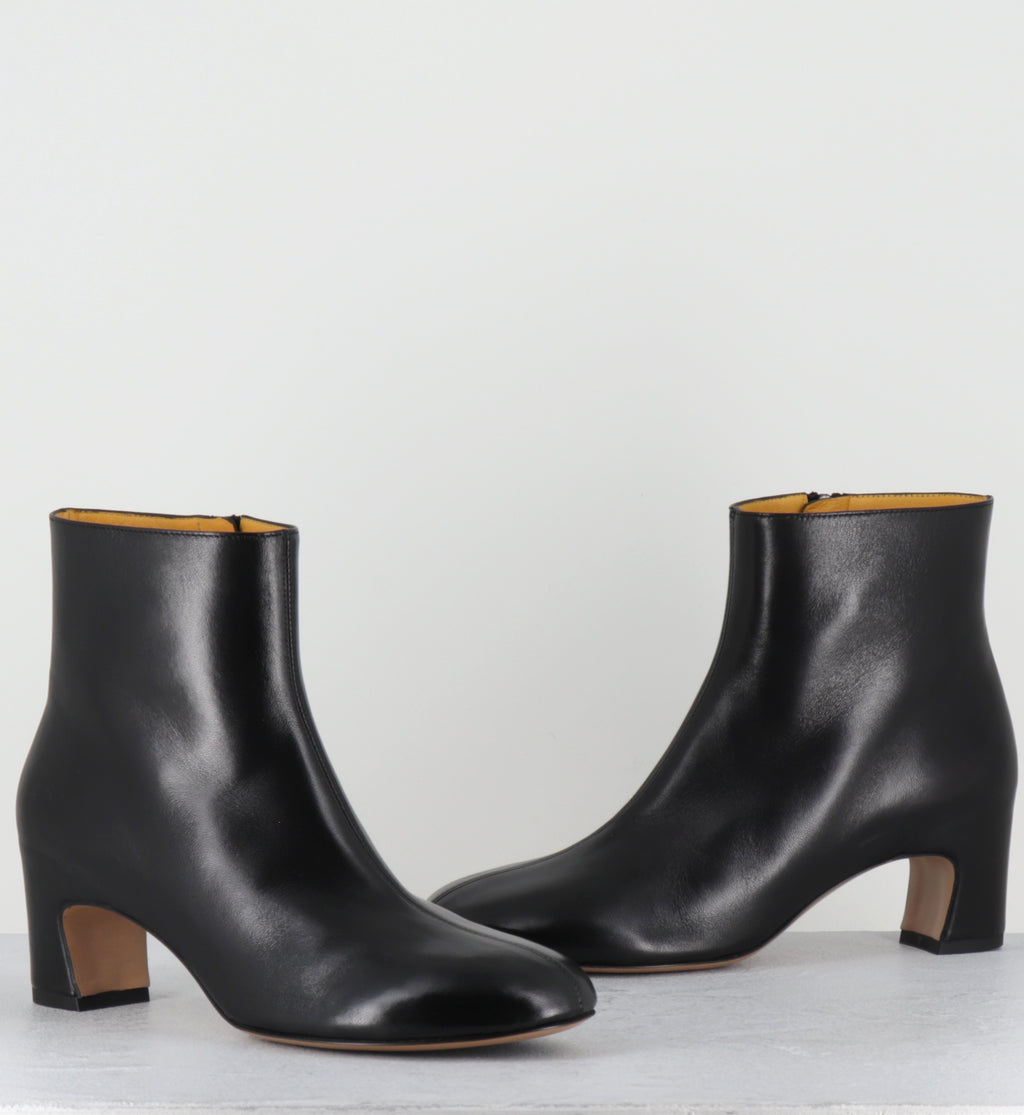 Boots en cuir noir souple à bout rond - A1708 SETA NERO
