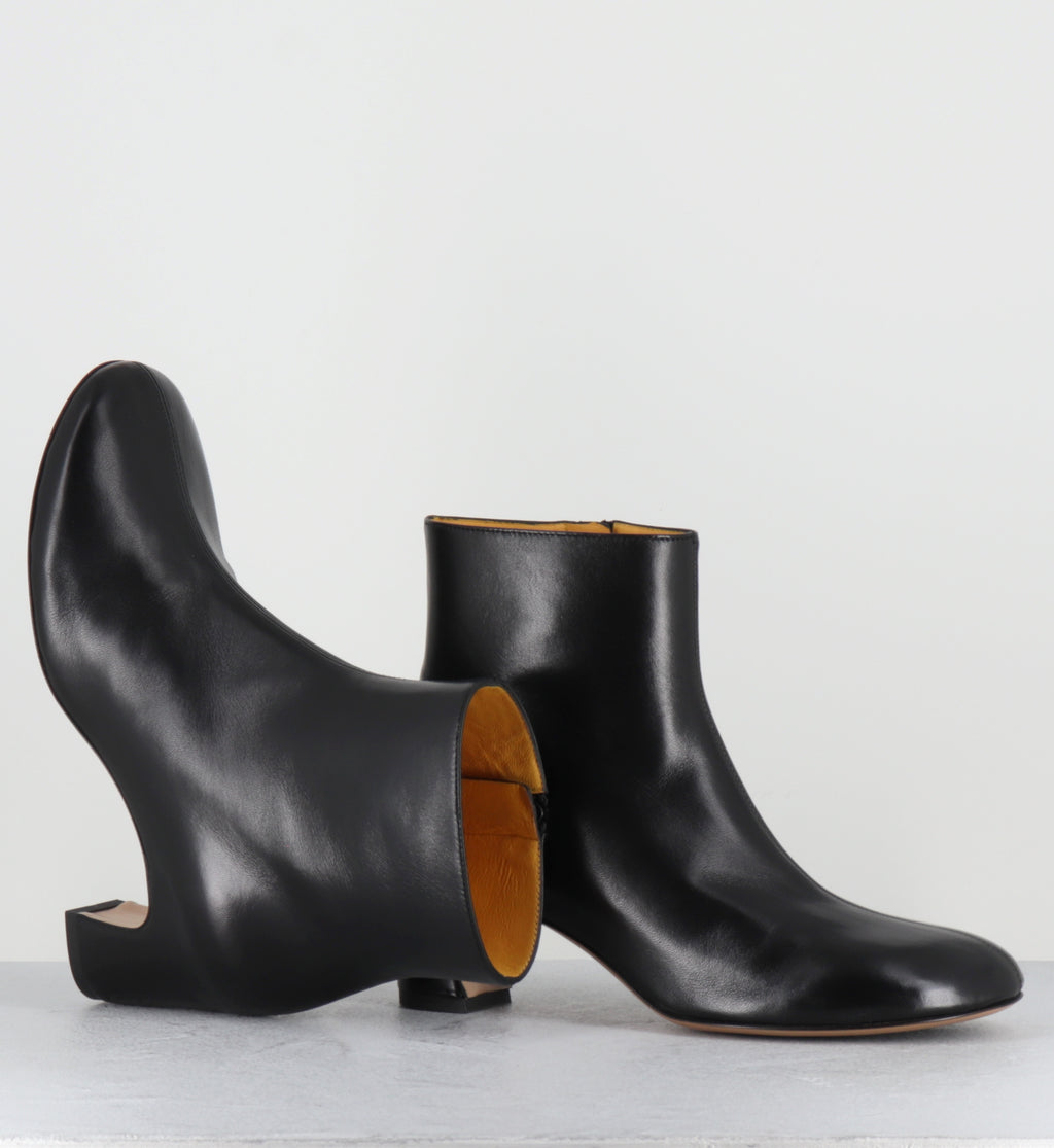 Boots en cuir noir souple à bout rond - A1708 SETA NERO
