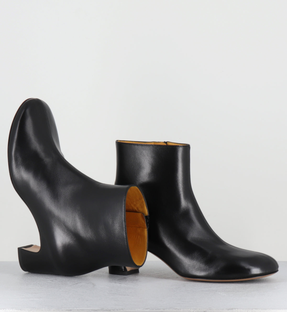 Boots en cuir noir souple à bout rond - A1708 SETA NERO