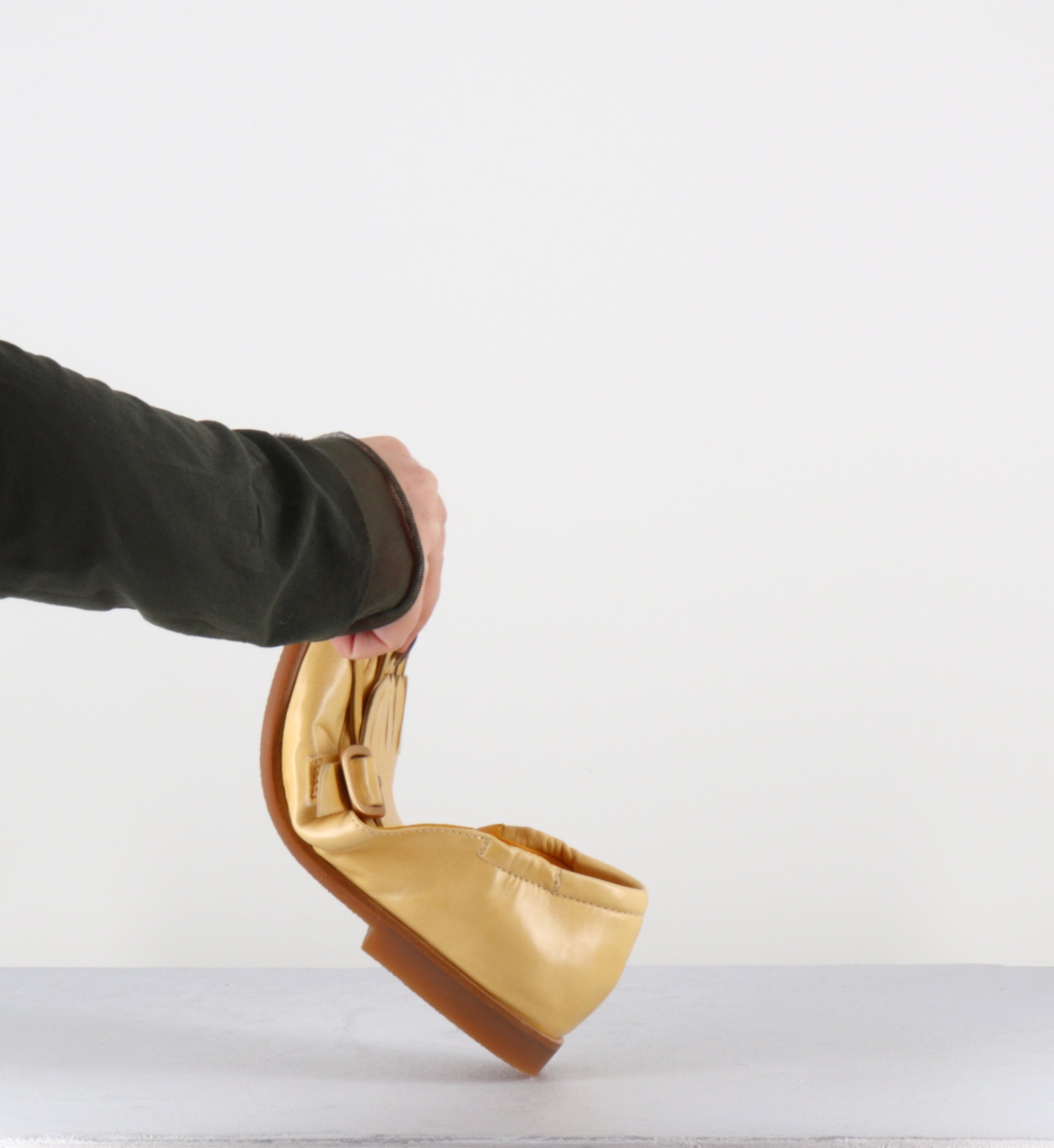 Mocassins à franges en cuir jaune d'oeuf - Z506 SETA ZABAIONE