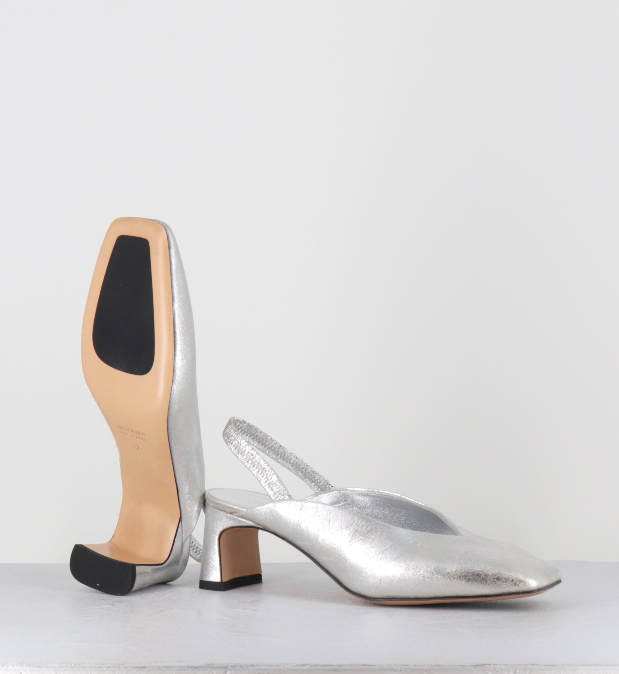 Escarpins slingback en cuir argent - Z525 VINTAGE ARGENTO