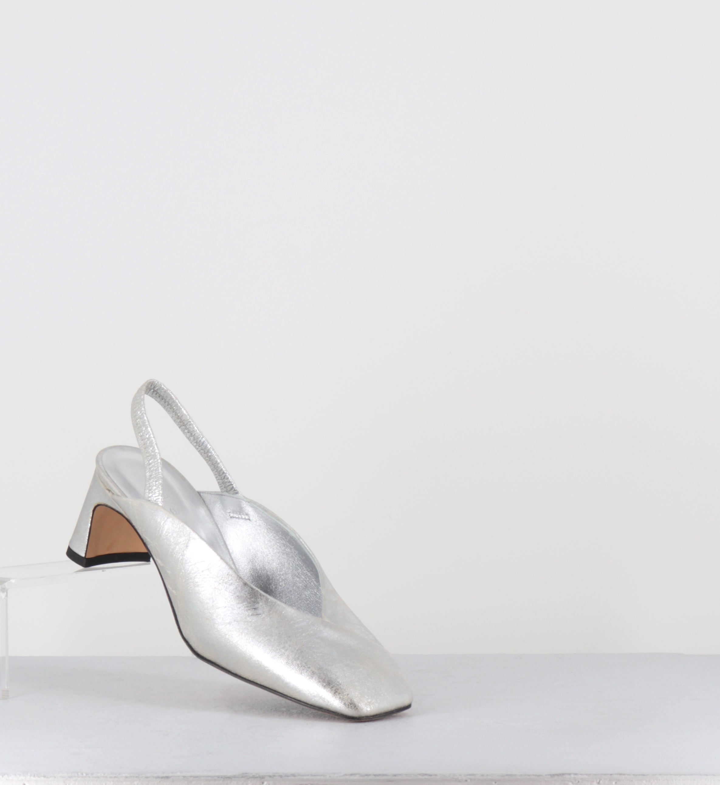 Escarpins slingback en cuir argent - Z525 VINTAGE ARGENTO