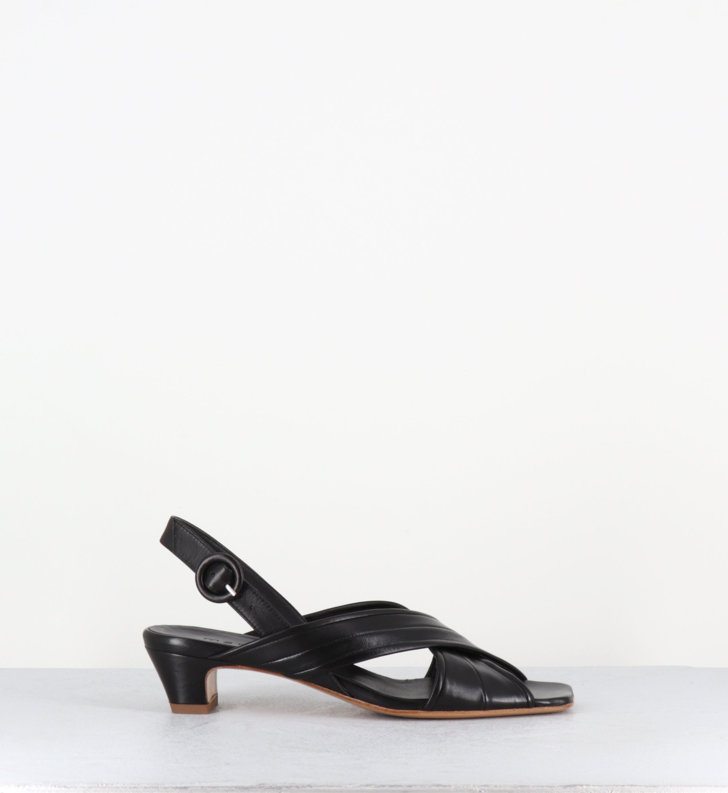 Sandales en cuir marron foncé petit talon - Z549 SETA T MORO