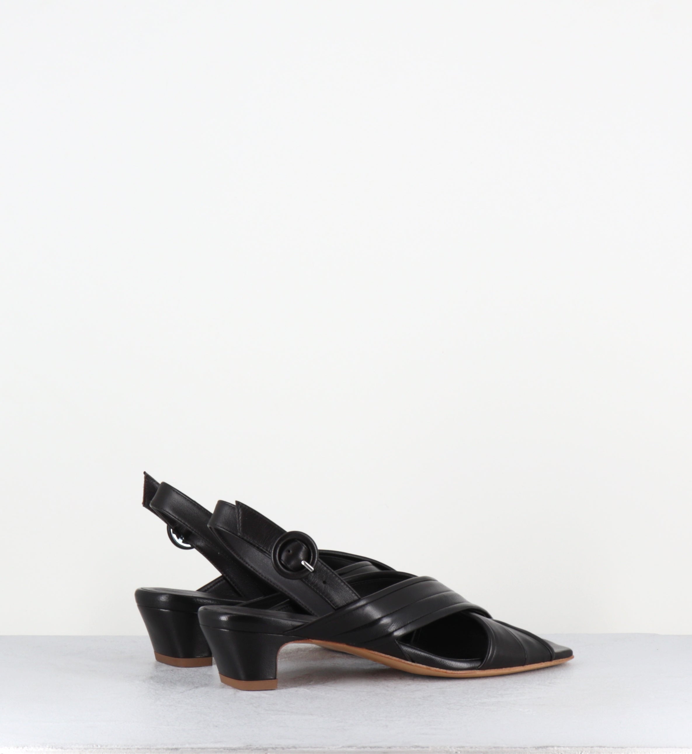 Sandales en cuir marron foncé petit talon - Z549 SETA T MORO