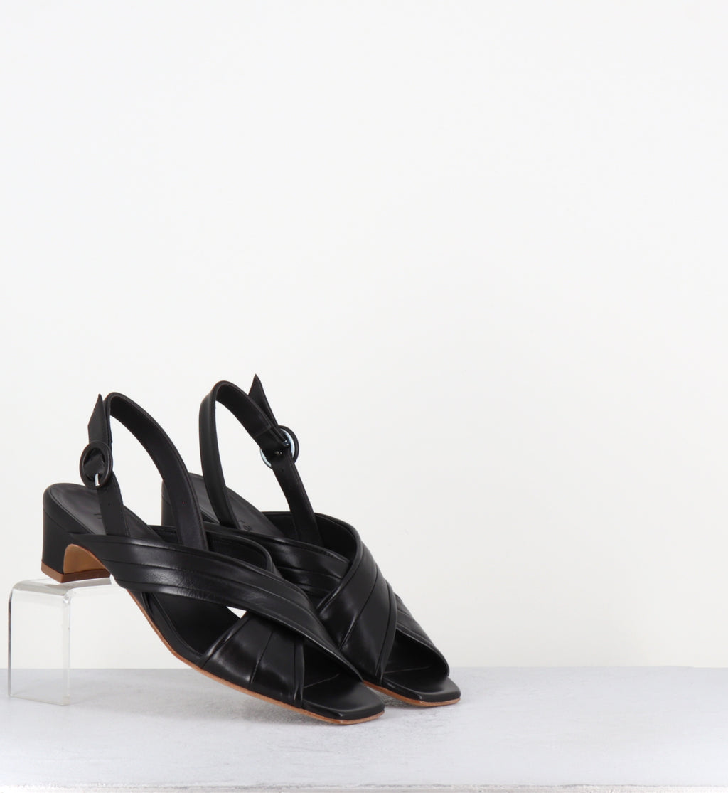 Sandales en cuir marron foncé petit talon - Z549 SETA T MORO