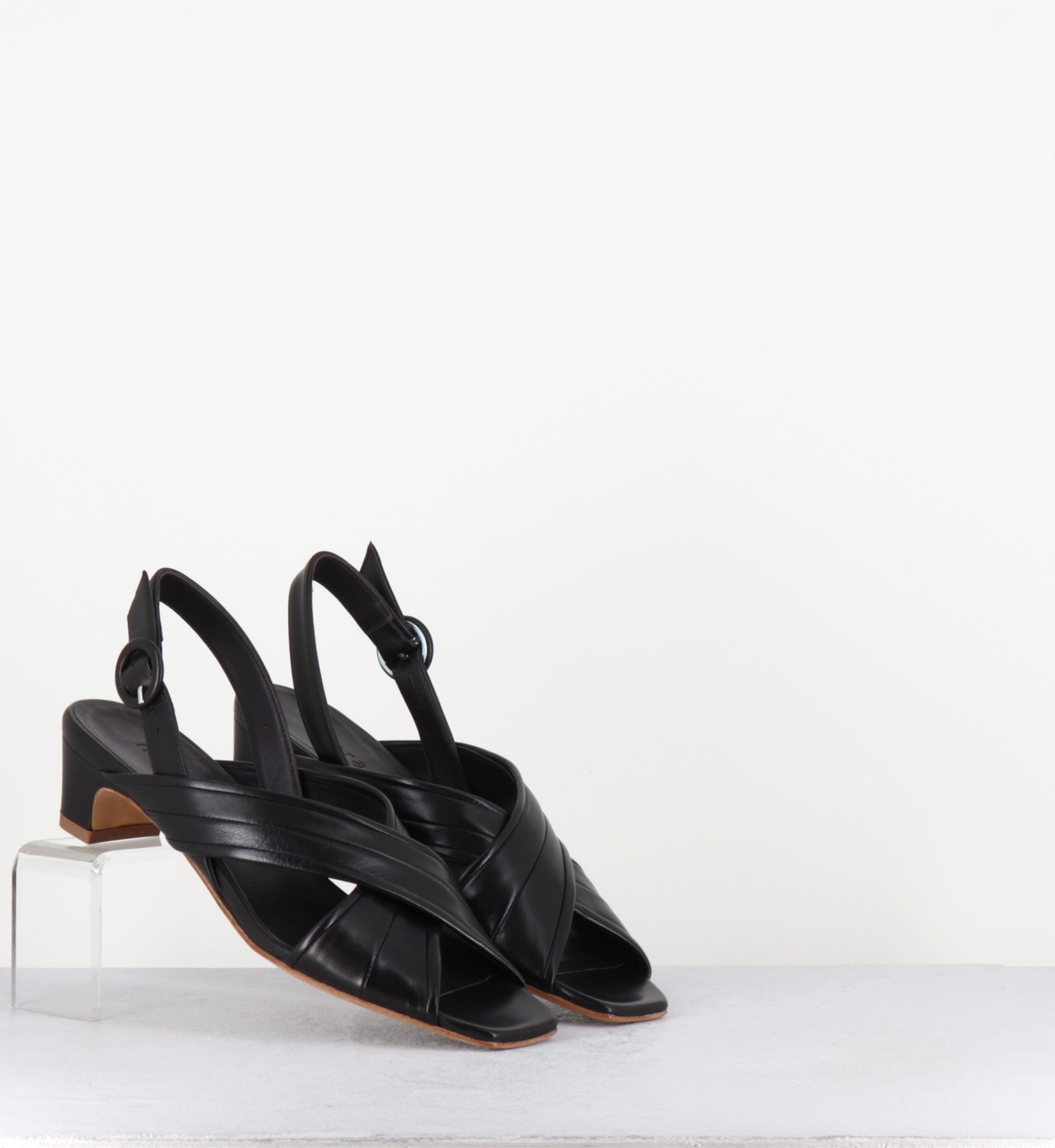 Sandales en cuir marron foncé petit talon - Z549 SETA T MORO