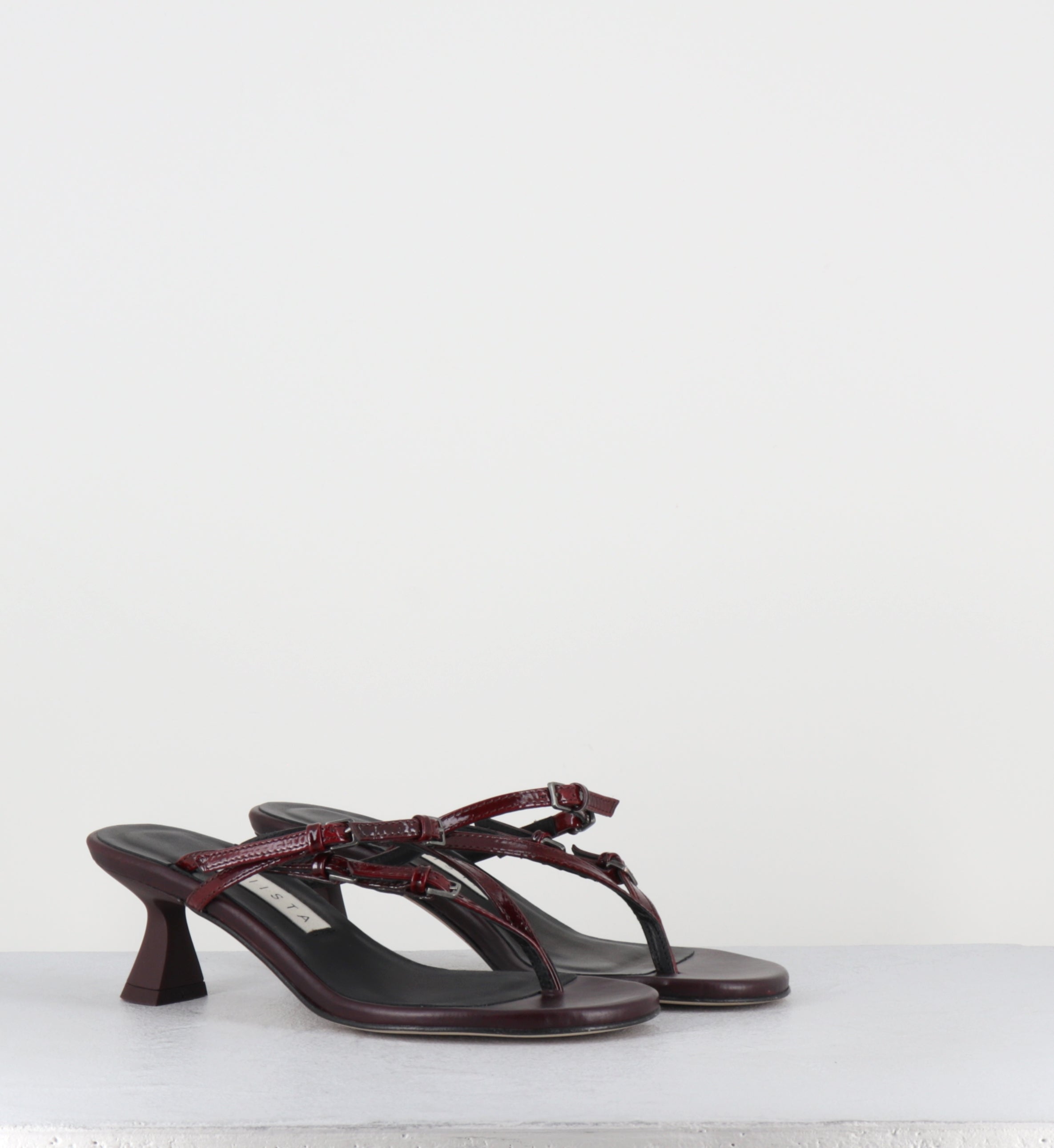 Tongs à talon en cuir bordeaux - ABISAI BURGUNDY SANDALS