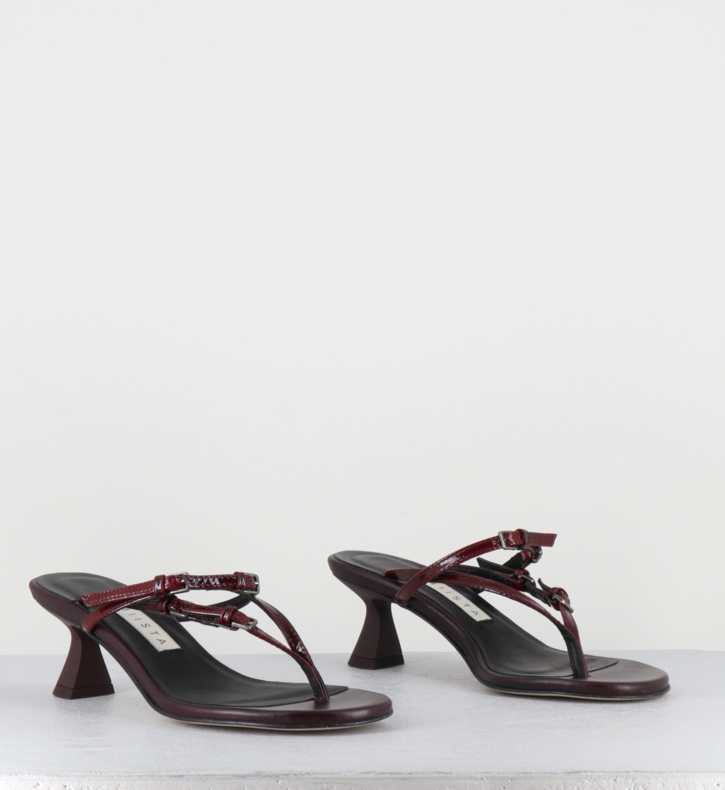 Tongs à talon en cuir bordeaux - ABISAI BURGUNDY SANDALS