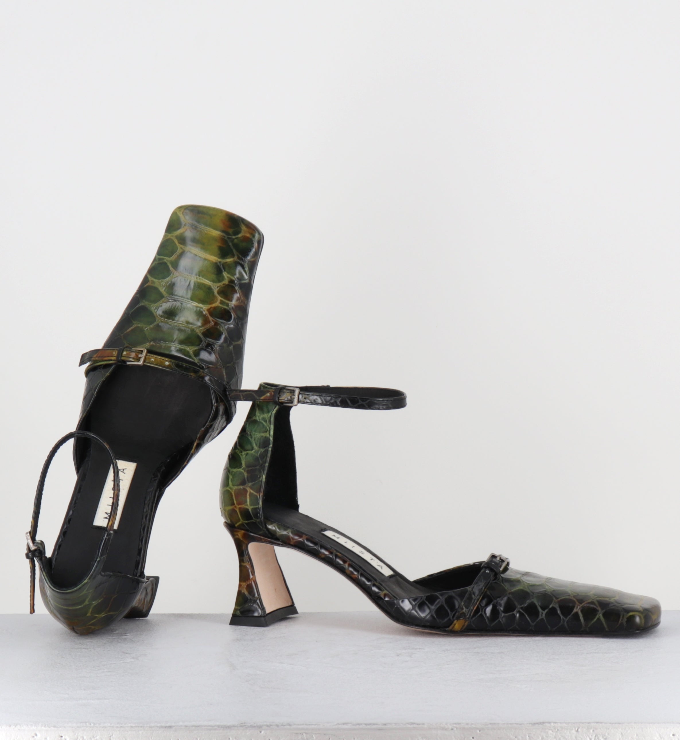 Mary-Jane serpent vert - AGNA KHAKI SNAKE