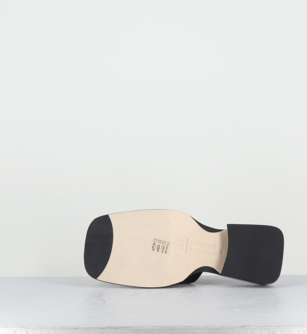 Mules en cuir noir bout carré - ALENDRA BLACK SANDALS