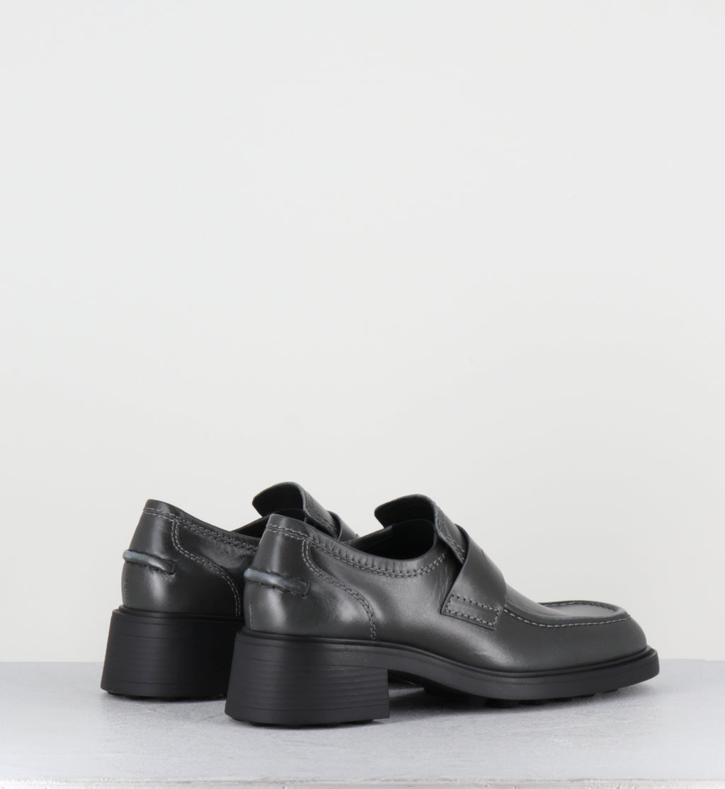 Mocassins à talon en cuir gris bleu - AMELIA BLUE LOAFERS