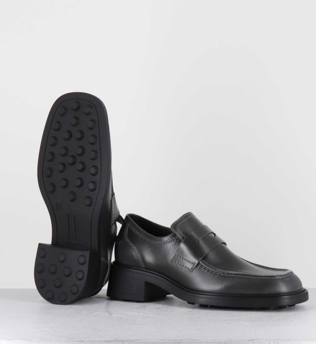 Mocassins à talon en cuir gris bleu - AMELIA BLUE LOAFERS