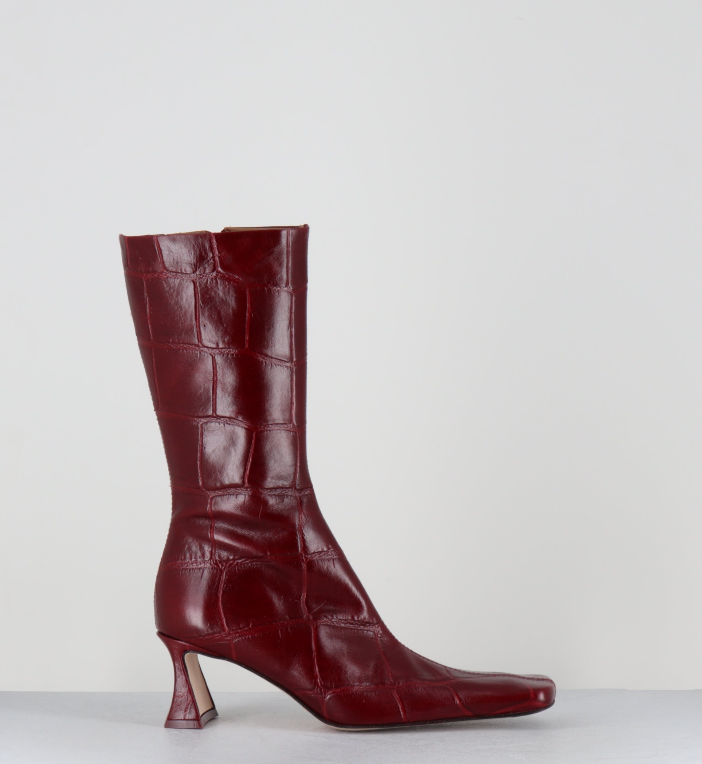 Boots croco rouge - ARAXI CROCO RED BOOTS