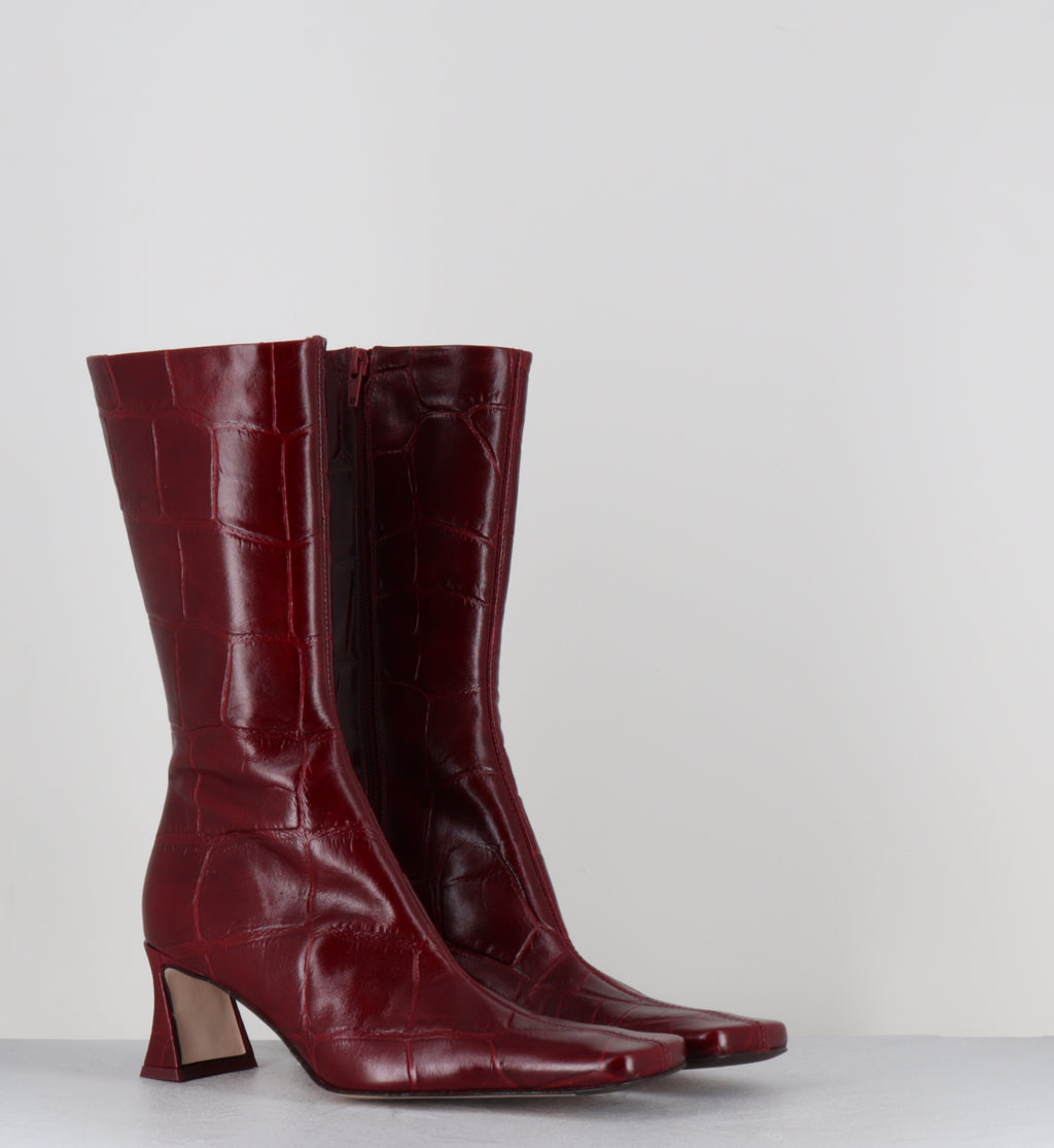 Boots croco rouge - ARAXI CROCO RED BOOTS