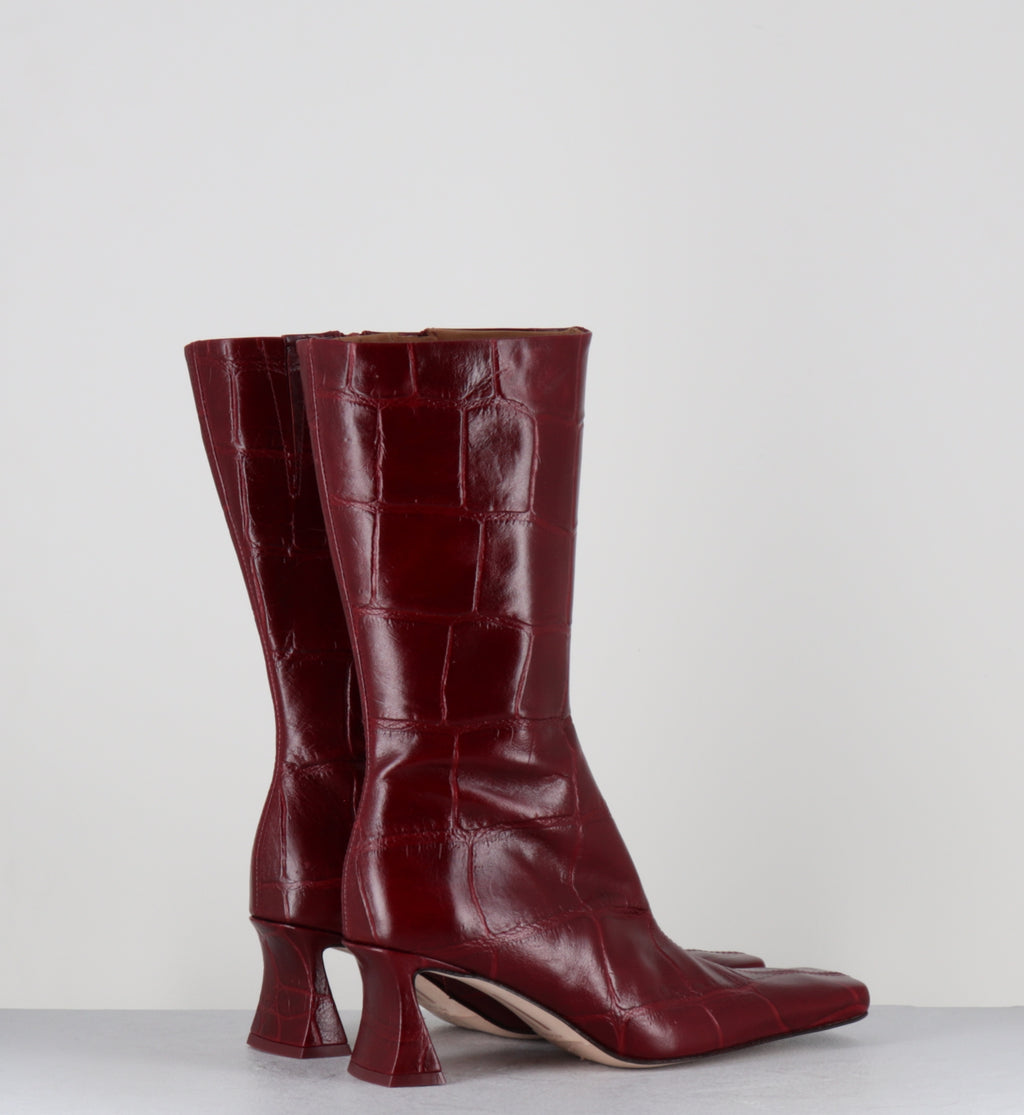 Boots croco rouge - ARAXI CROCO RED BOOTS