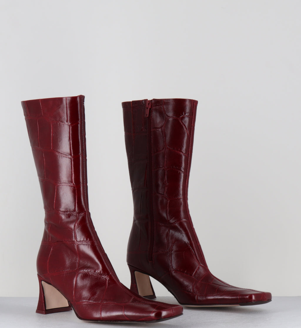 Boots croco rouge - ARAXI CROCO RED BOOTS