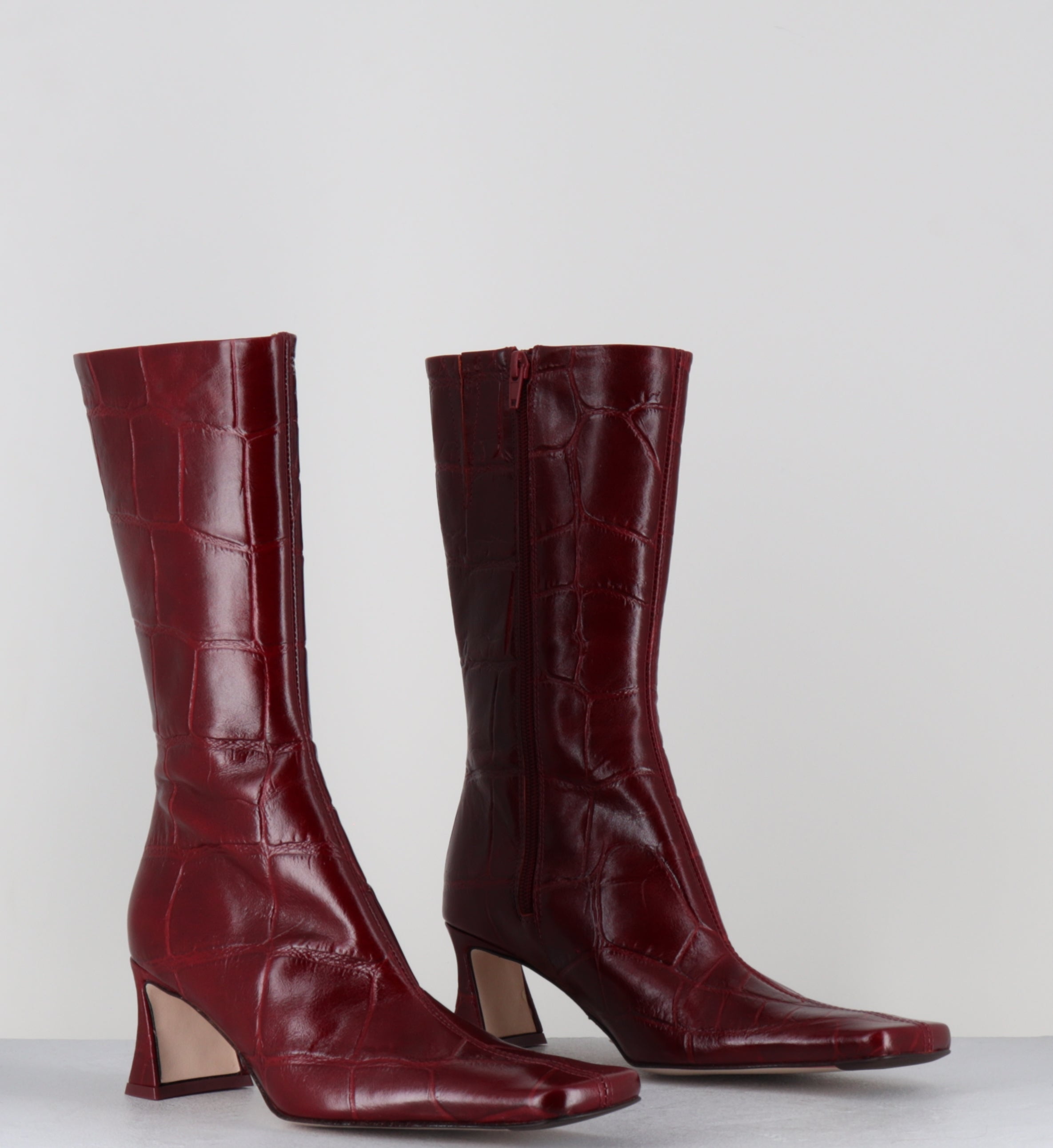Boots croco rouge - ARAXI CROCO RED BOOTS