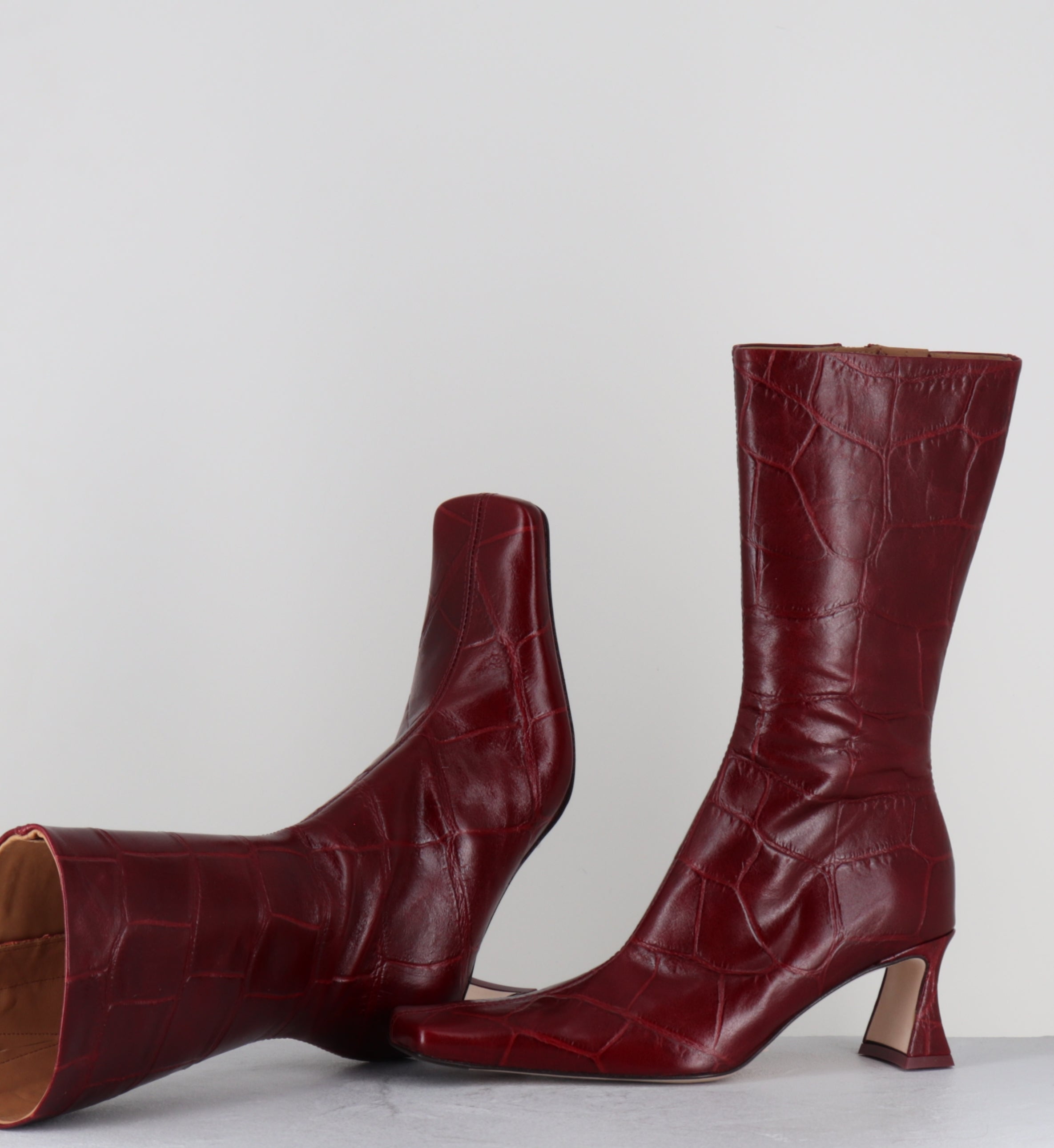 Boots croco rouge - ARAXI CROCO RED BOOTS