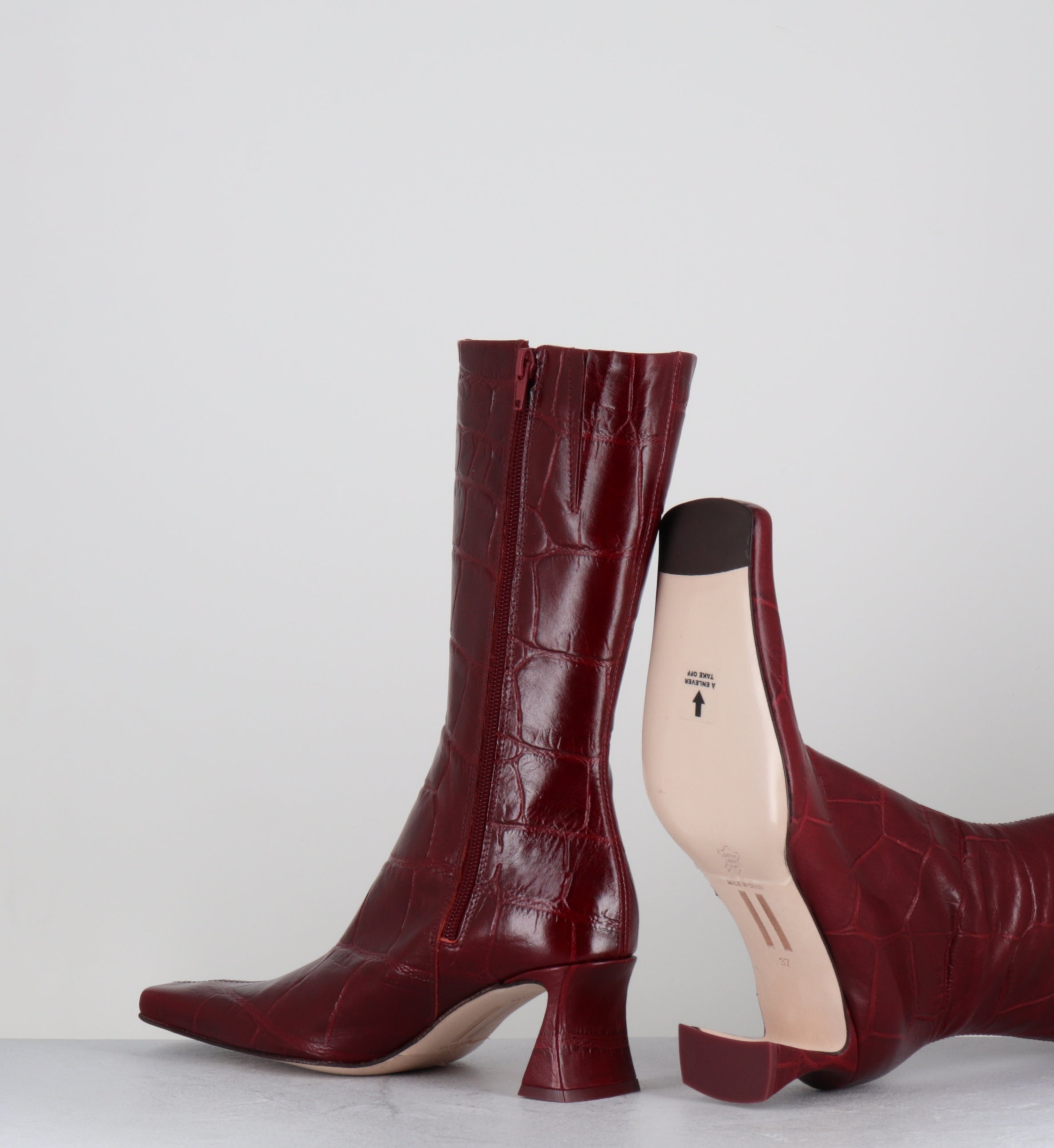 Boots croco rouge - ARAXI CROCO RED BOOTS