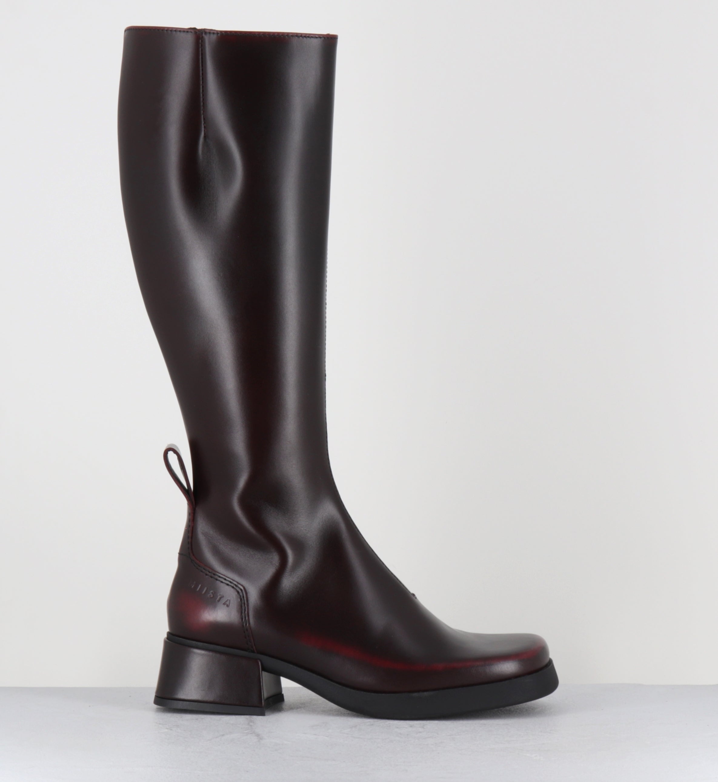 Bottes en cuir bordeaux bout carré - BRUNILDHA SHINNY BOOTS