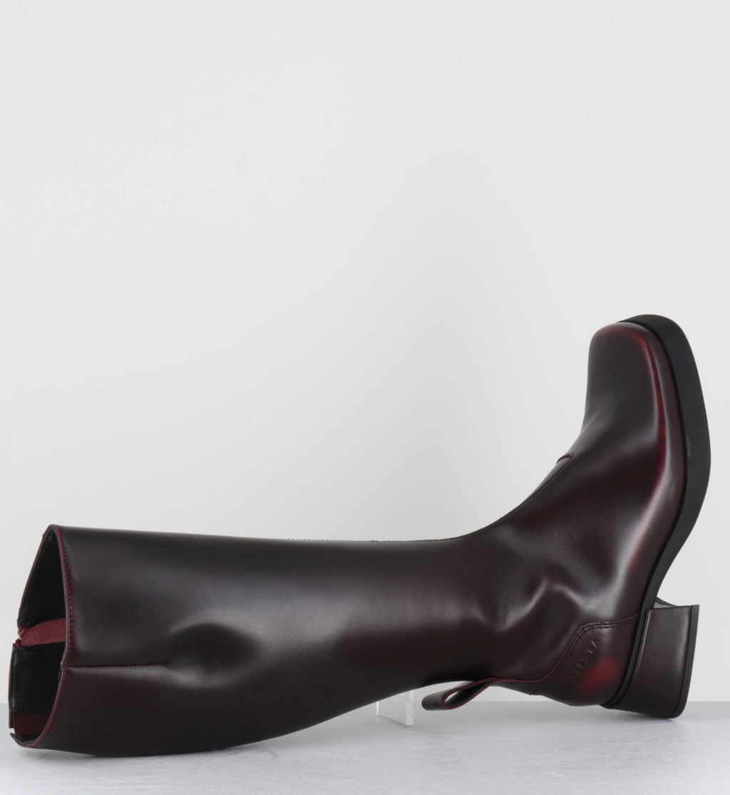Bottes en cuir bordeaux bout carré - BRUNILDHA SHINNY BOOTS
