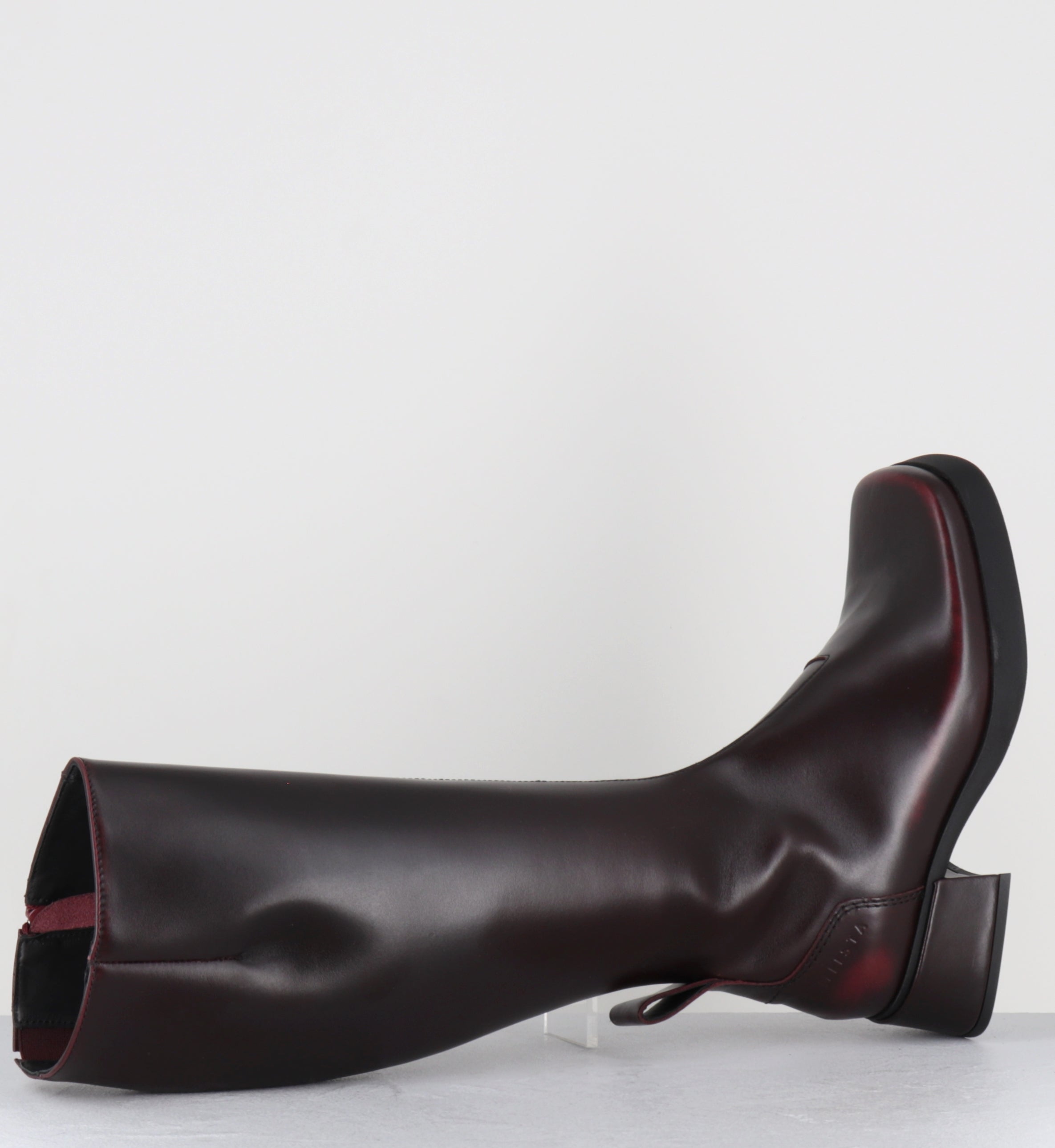 Bottes en cuir bordeaux bout carré - BRUNILDHA SHINNY BOOTS