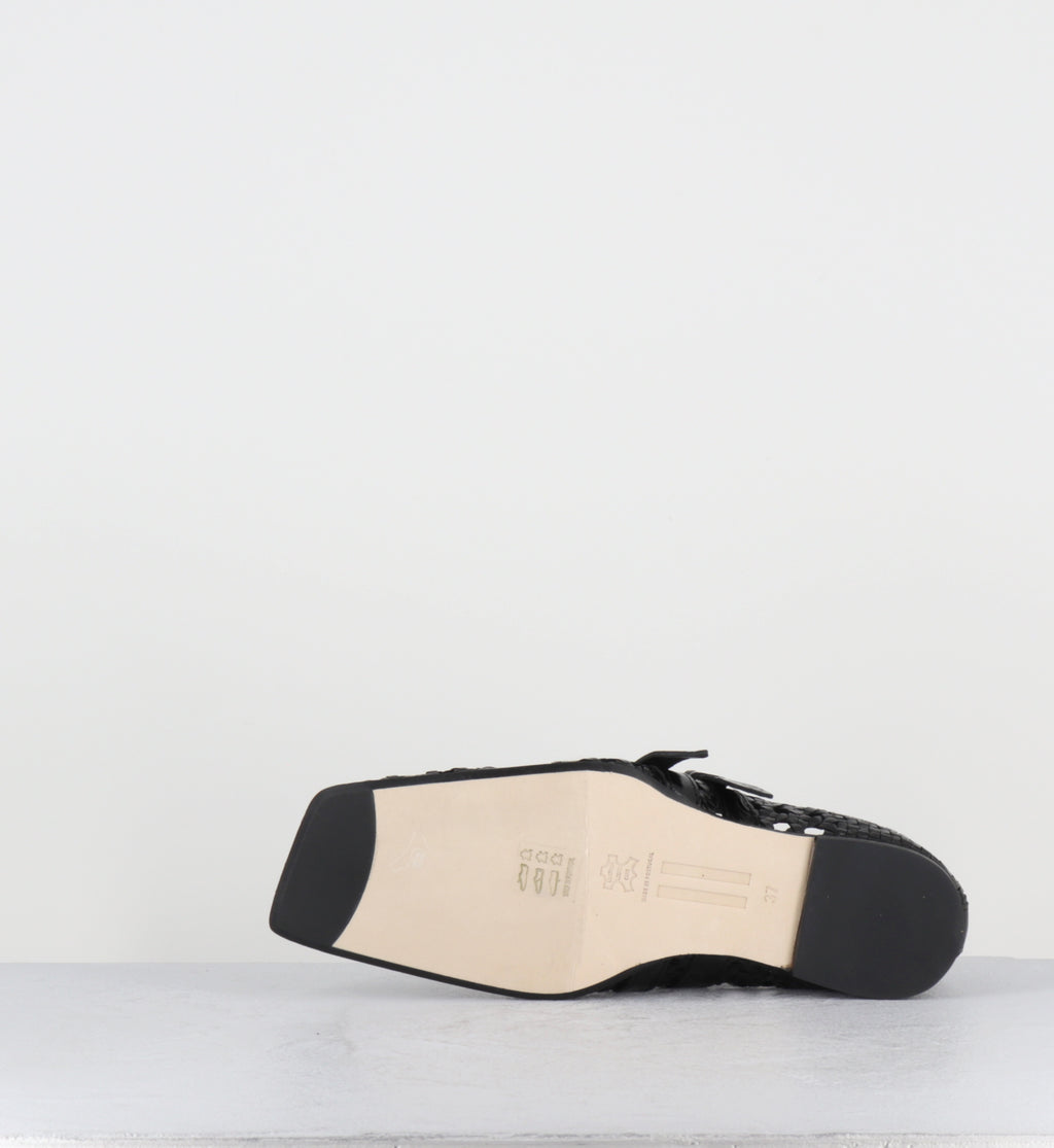 Ballerines en cuir tressé noir - KIRAN STRAPPY BLACK