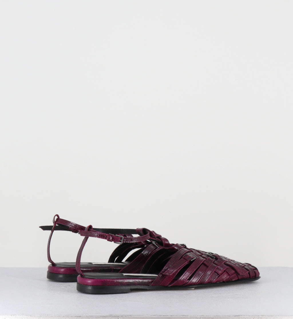 Mary-jane en cuir tressé prune - MAYRA PURPLE SANDALS