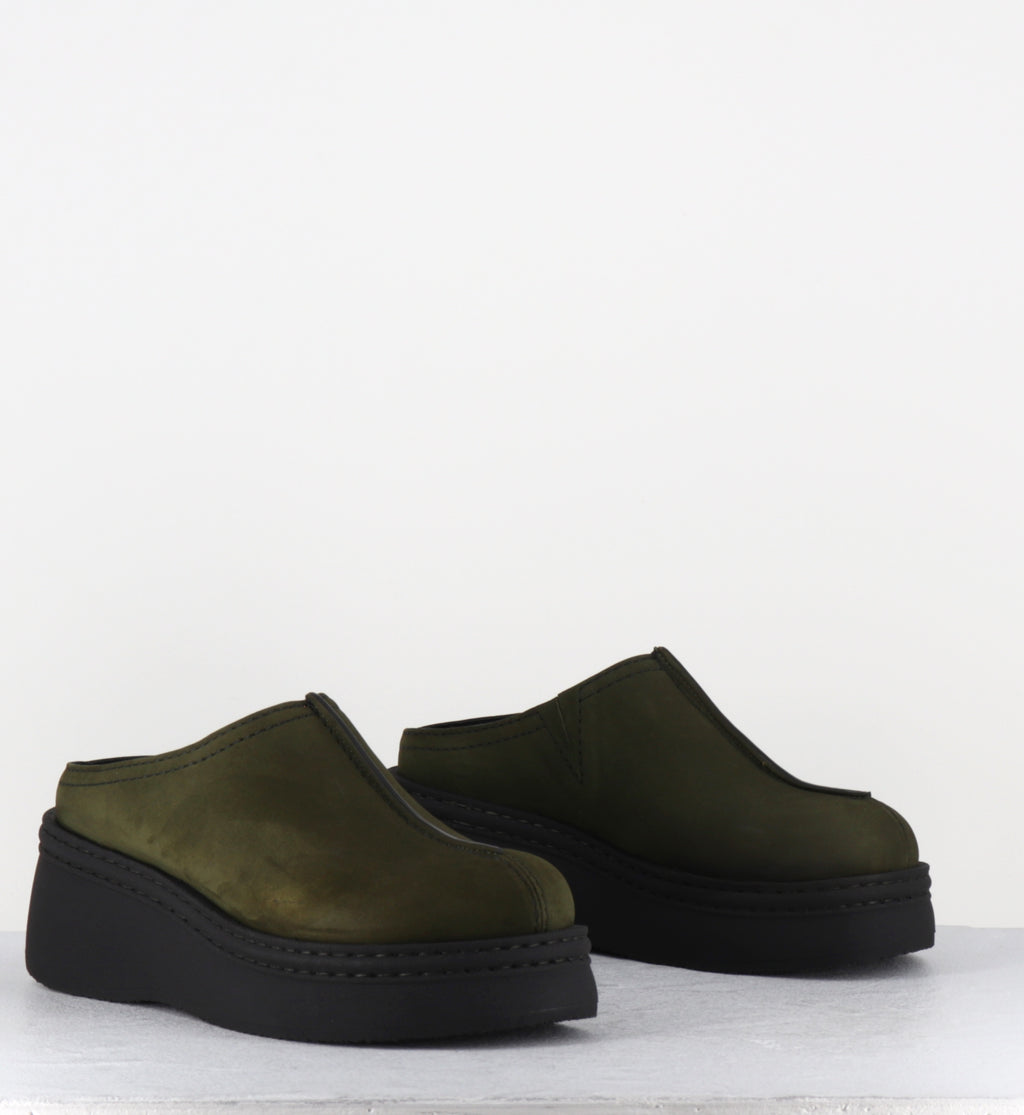 Sabot en daim kaki à plateforme - MEGO KHAKI MULES