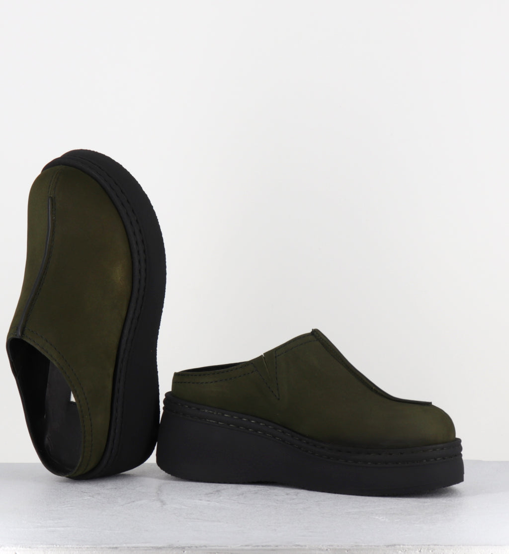 Sabot en daim kaki à plateforme - MEGO KHAKI MULES