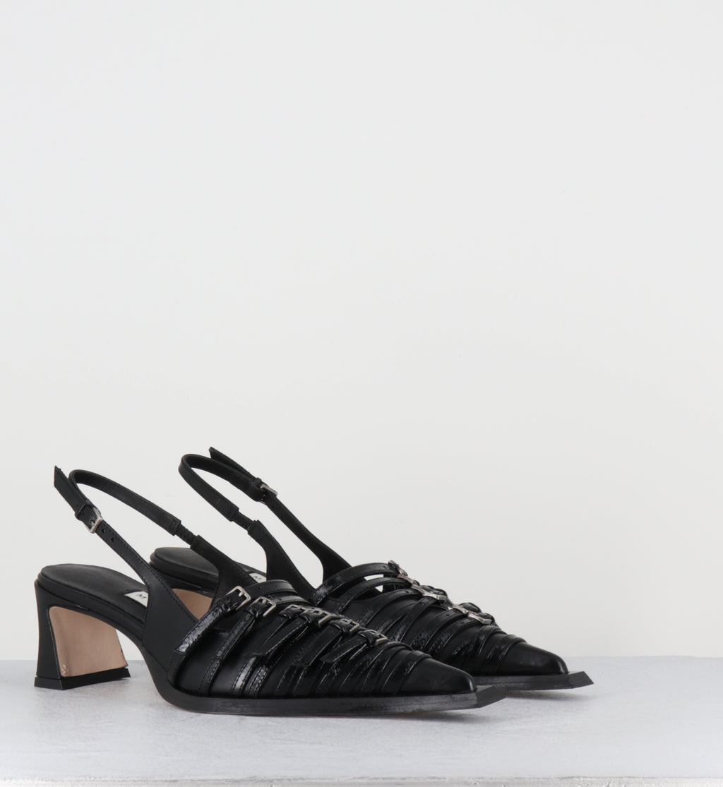 Escarpins slingback multi brides boucles - NIRALI BLACK STRAPPY