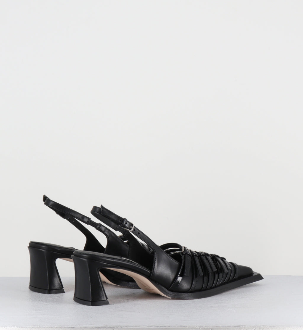 Escarpins slingback multi brides boucles - NIRALI BLACK STRAPPY
