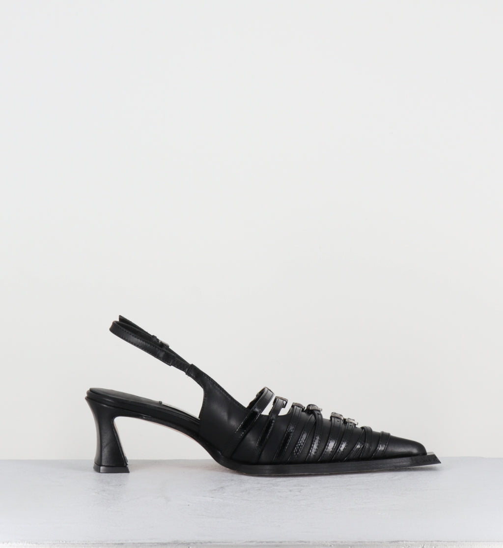 Escarpins slingback multi brides boucles - NIRALI BLACK STRAPPY