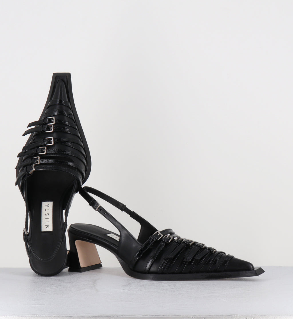 Escarpins slingback multi brides boucles - NIRALI BLACK STRAPPY