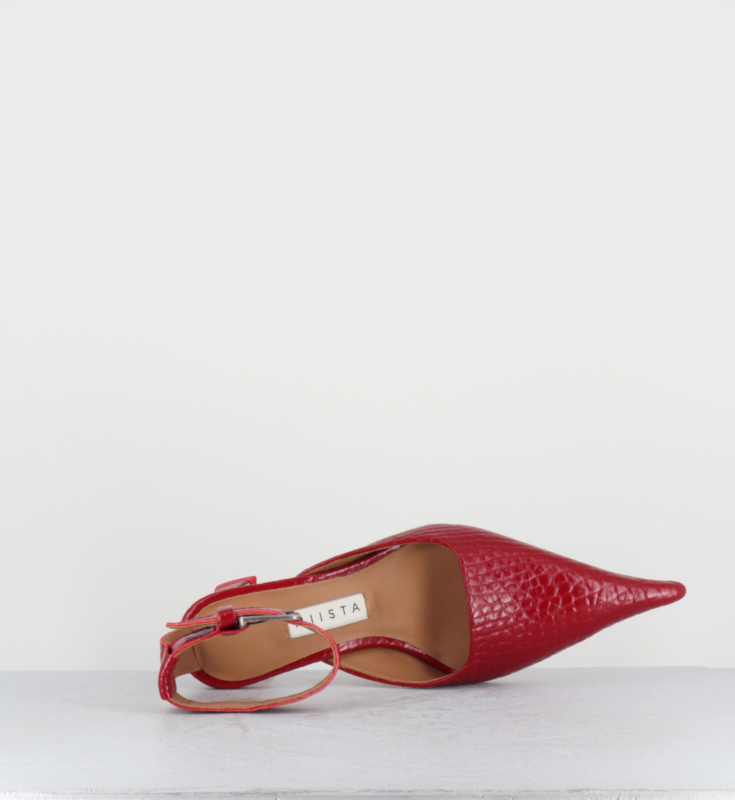 Escarpins pointu cuir rouge  - QORI ANKLE STRAP