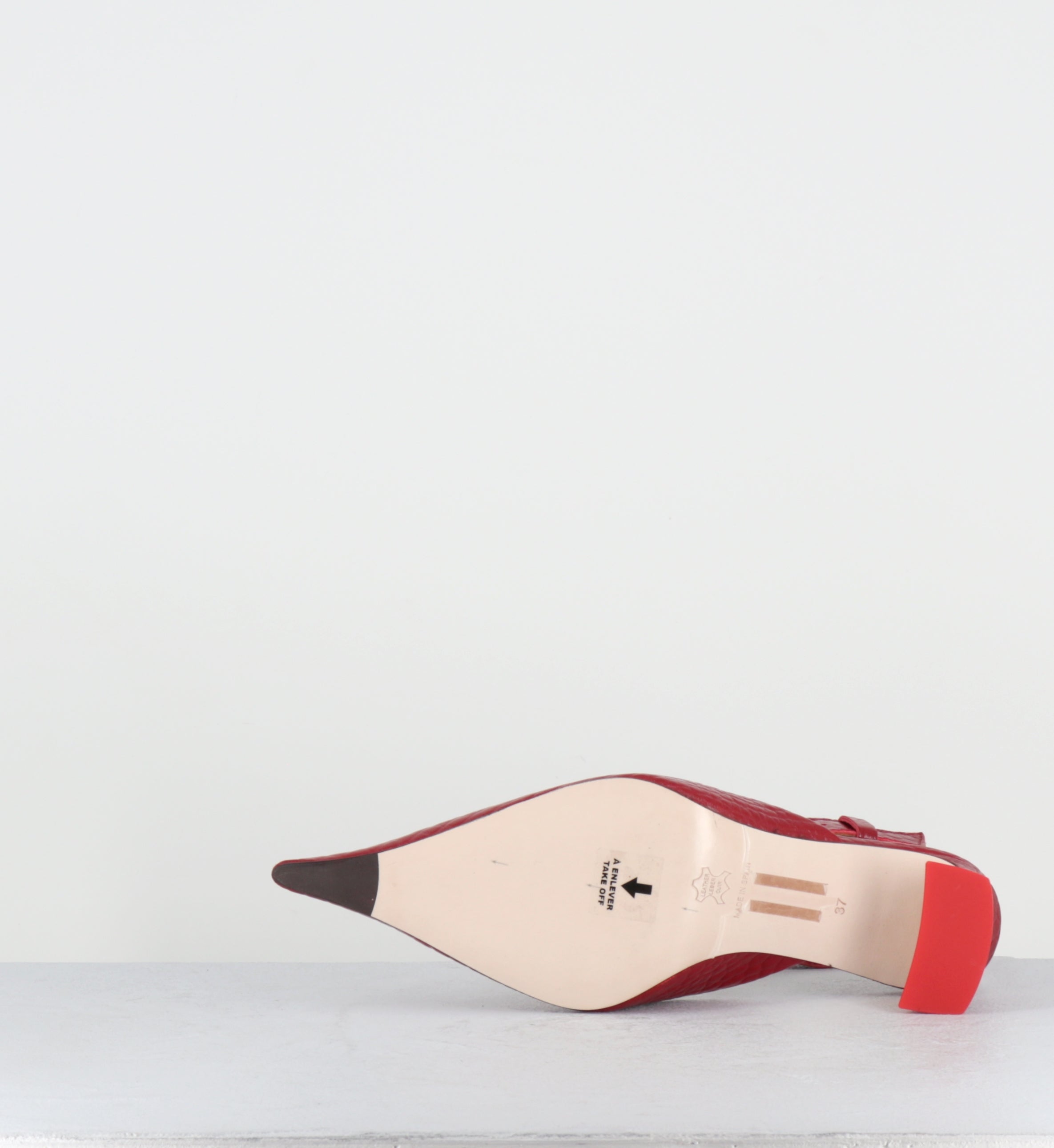 Escarpins pointu cuir rouge  - QORI ANKLE STRAP