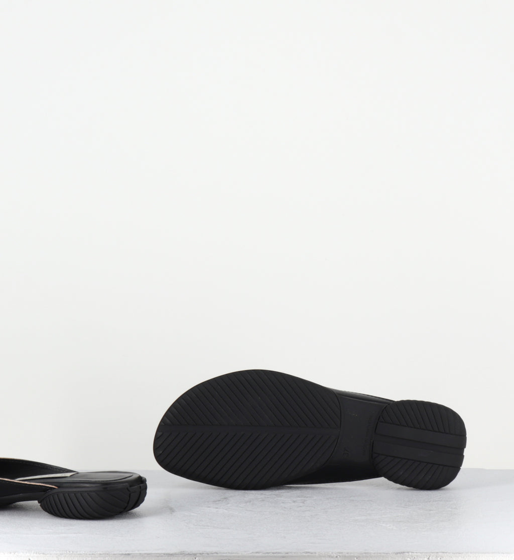 Mules plates en cuir noir - YACHAY BLACK SANDALS