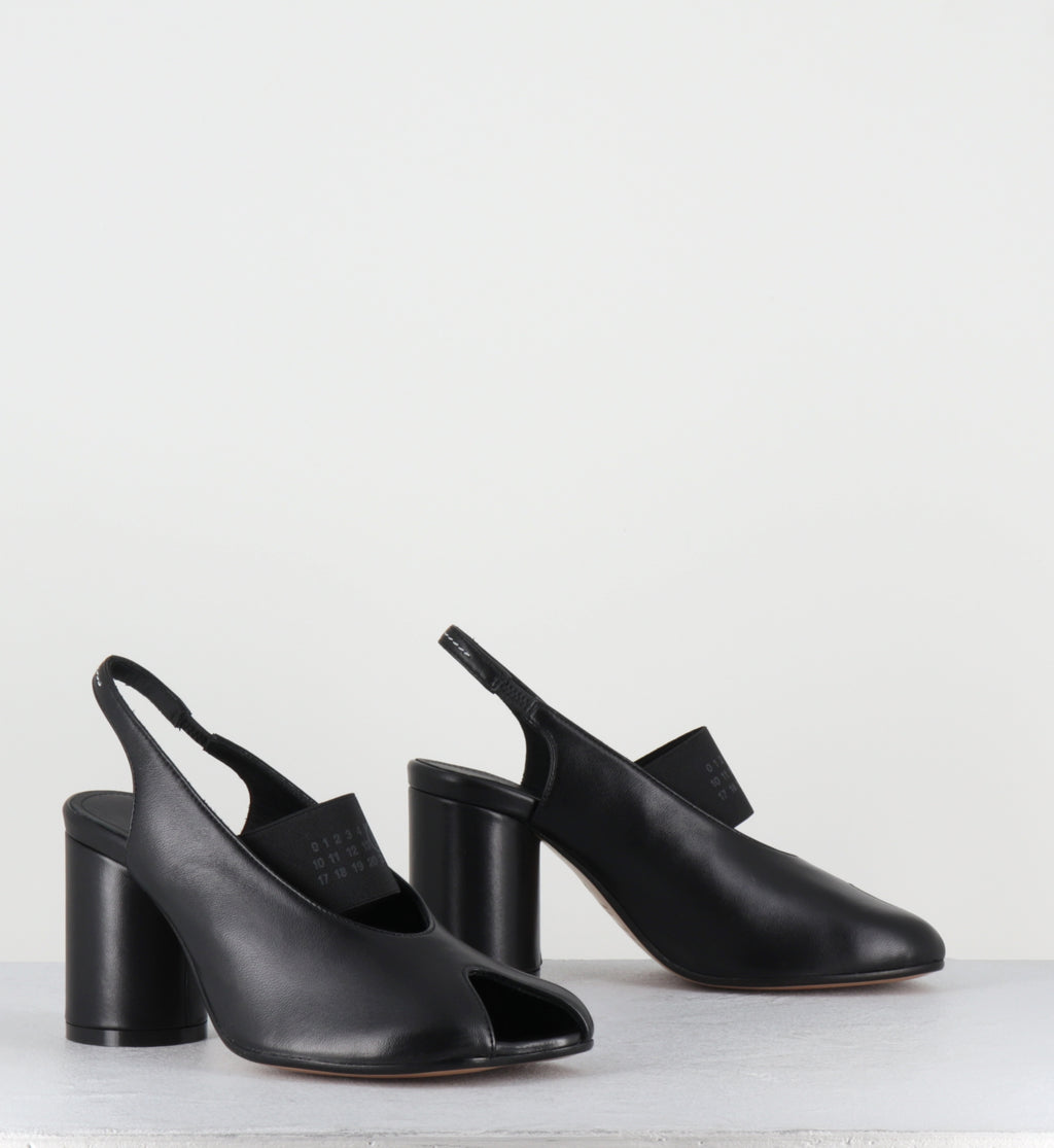 Escarpins slingback cuir noir élastique - S59WP0213 T8013