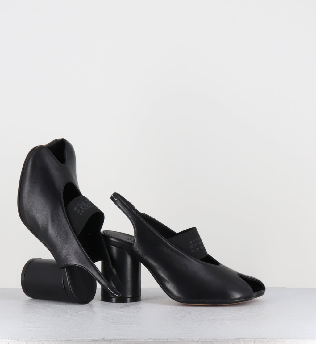Escarpins slingback cuir noir élastique - S59WP0213 T8013