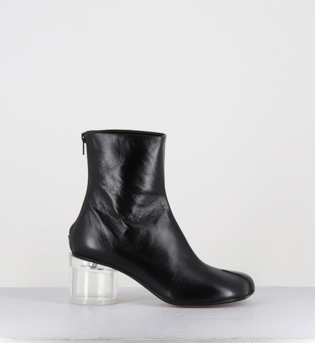 Boots en cuir noir talon plexi - S59WU0265 T8013