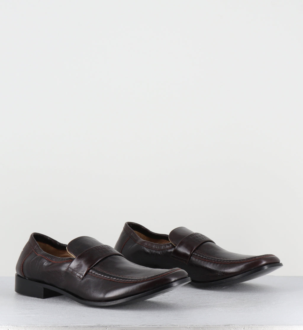 Mocassins plates en cuir marron - S66WR0034 T8243