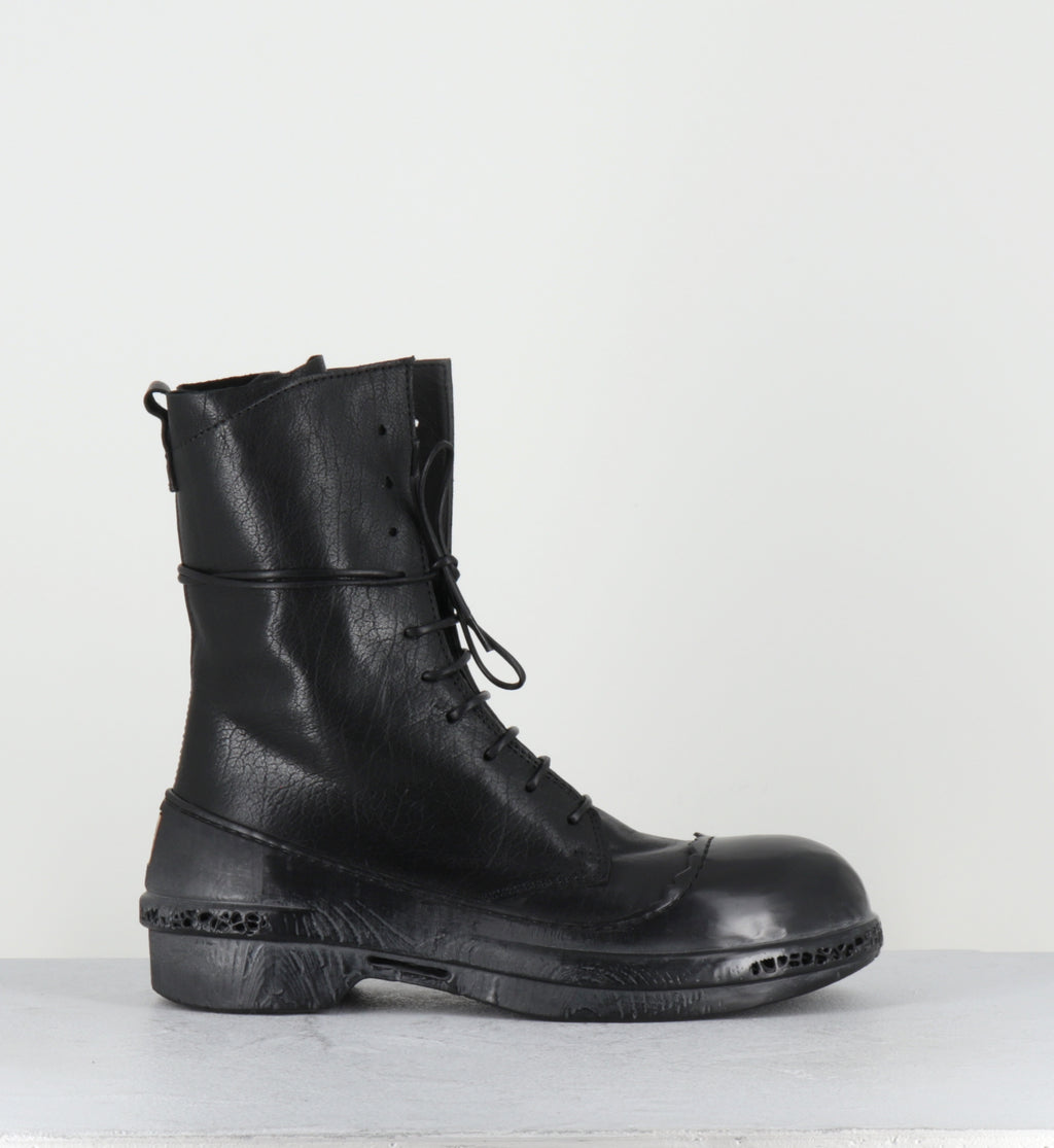 Bottines ) lacets en cuir noir semelle gomme - 83601B KURNI NERO