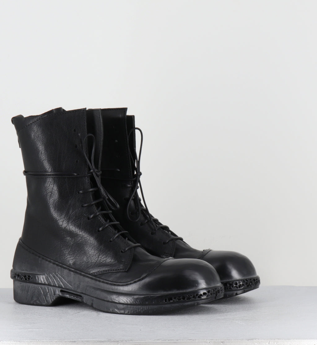 Bottines ) lacets en cuir noir semelle gomme - 83601B KURNI NERO