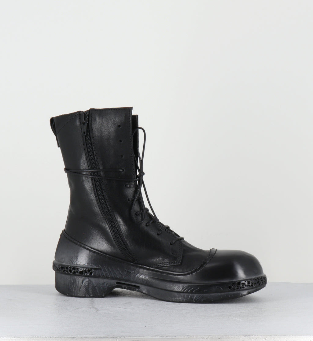Bottines ) lacets en cuir noir semelle gomme - 83601B KURNI NERO
